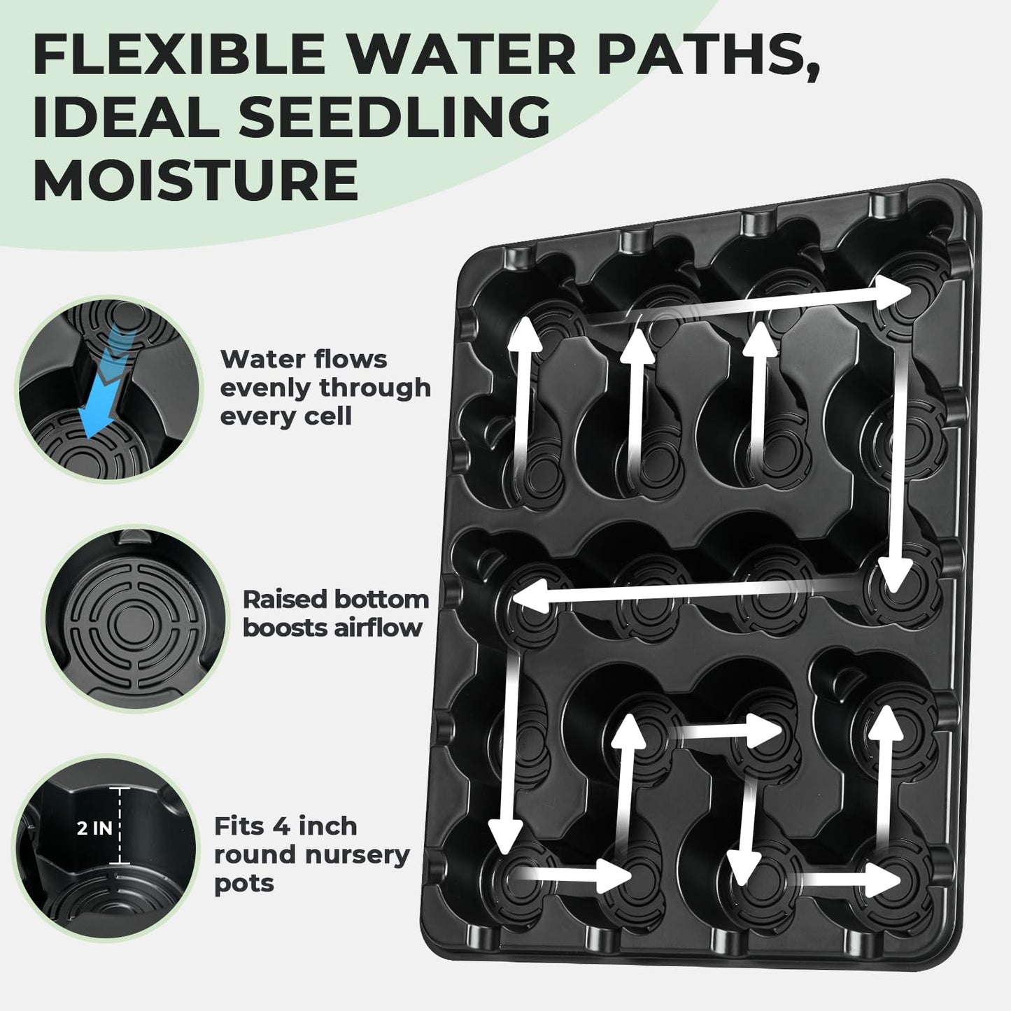 homenote 3 Inch Seed Starter Trays 2 Pack with Humidity Dome, 20-Cell Seedling Starter Trays,Plant Starter Germination Trays for Pot Seedlings for Indoor Outdoor with 40 Pcs 3" Nursery Pots