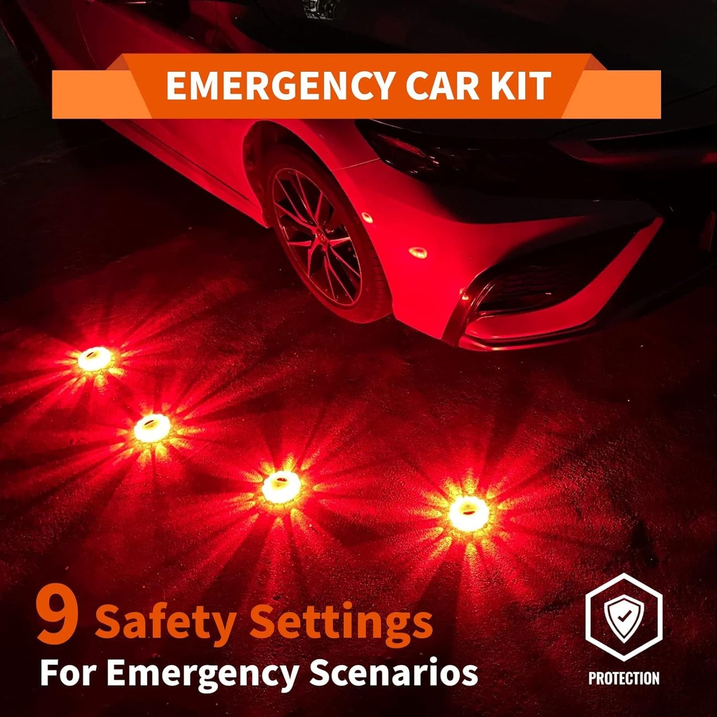 Markstor LED Road Flares 12 Pack Roadside Emergency Car Kit, USB Rechargeable (lithium battery) Road Safety Flare Light,9 Flash Modes,With Magnet & Hook Safety Beacon Warning Light (12 Pack)