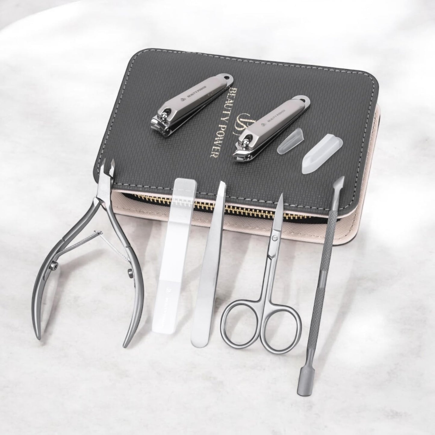 Manicure Pedicure Set 7-1 & Pineapple Cuticle Oil Pen for Free Bundle, Stainless Steel, Ultra Sharp, Slanted Nail Clipper, Fingernail Clipper, Cuticle Nipper, Glass Nail File, Eyebrow Tweezers