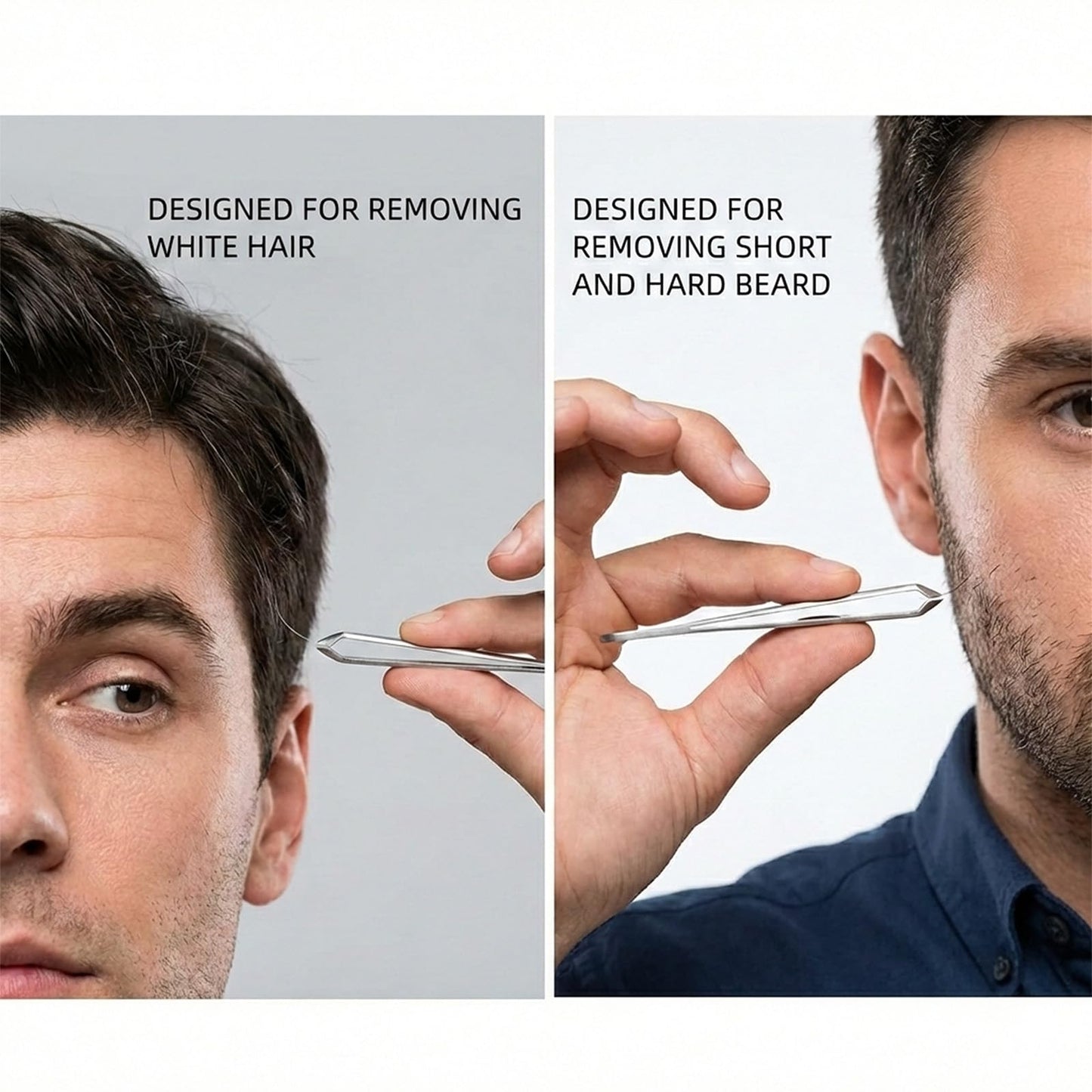 AUSOMTEK Beard Tweezers - Stainless Steel, Fine Hair Removal Tool, 5mm Tip, Clear Box 1Pack