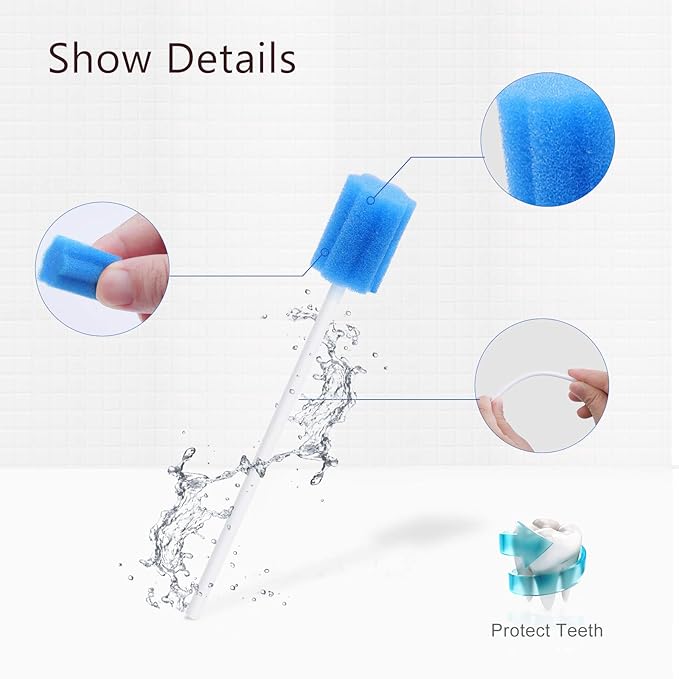 Wellgler's Disposable Oral Swabs, Sterile Sponge Mouth Swabs (250pcs, Blue)
