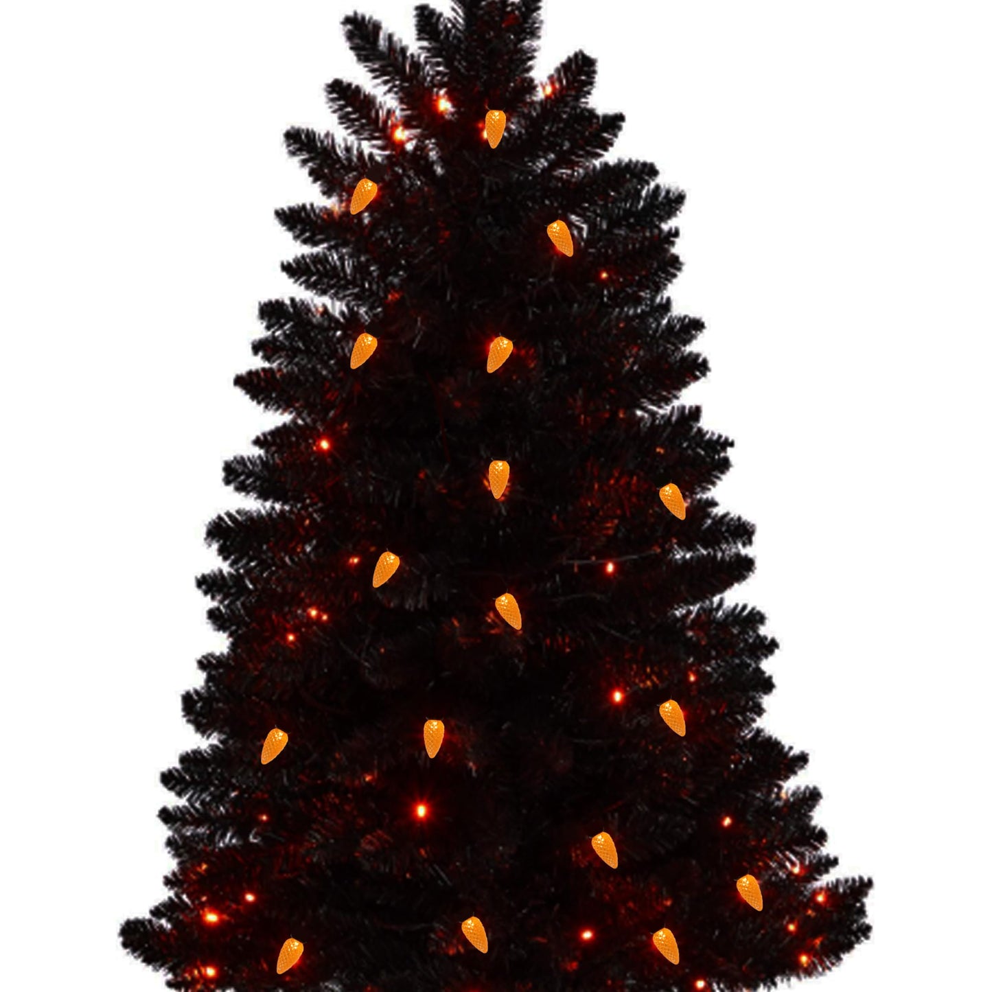 MXTCLM Orange C6 Halloween String Lights 50LED Strawberry 18ft Waterproof Black Wire Lights for Outdoor Indoor Garden Yard Home Halloween Party Decoration(Orange)