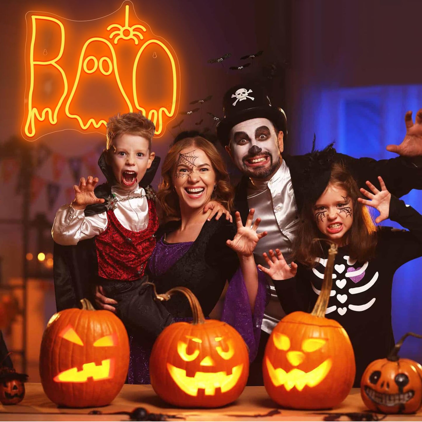 Halloween Boo Neon Sign, Spooky Ghost Neon Light Neon Signs, Dimmable Halloween Led Sign for Wall Bedroom Home Bar Halloween Party Decor Halloween Present for Trick or Treat Party Backdrop