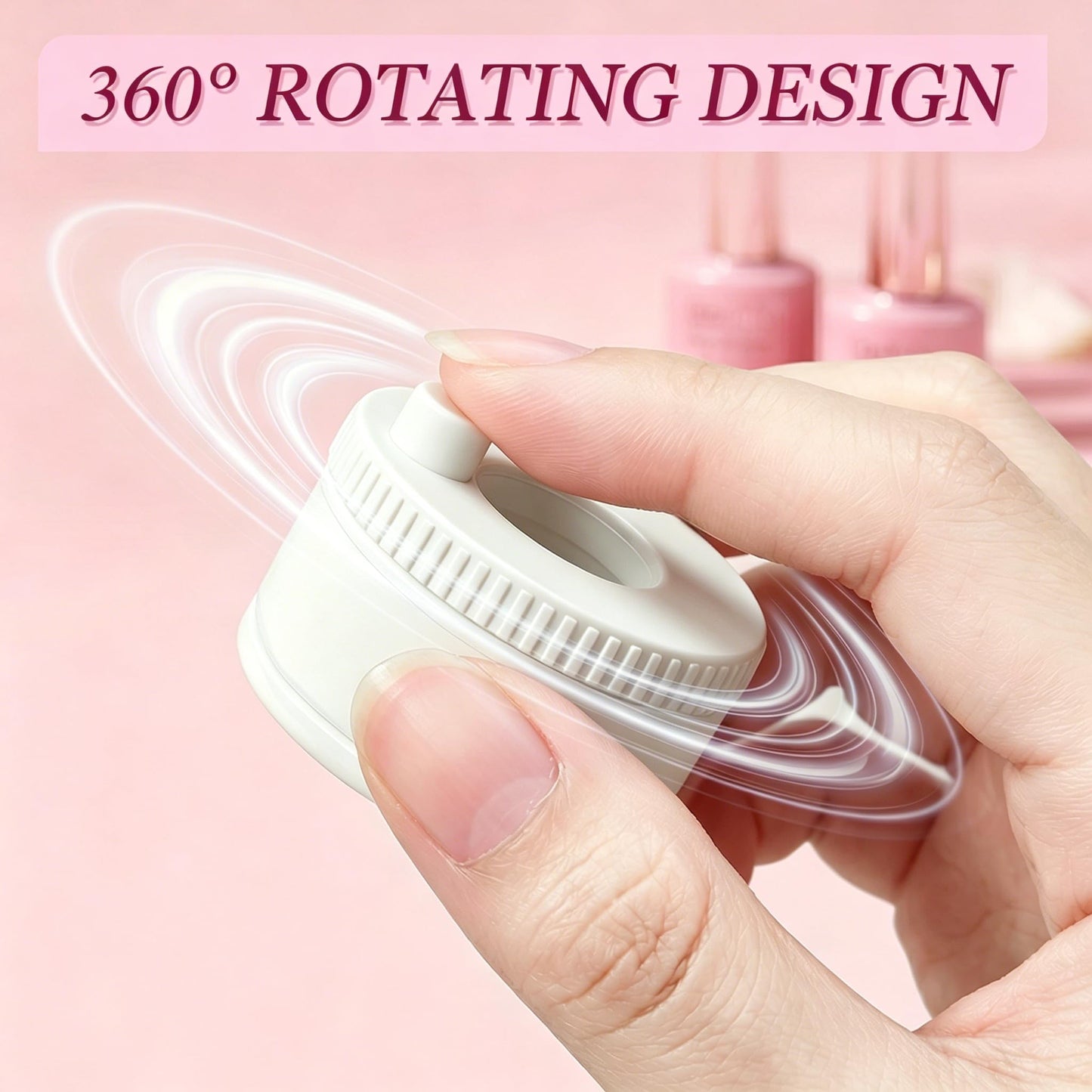Plman 360° Rotating Cat Eye Magnet Set for Cat Eye Gel Polish, Nail Art Tool with U-Shaped Magnet for Beginners DIY Salon, Open Space Design Magnetic Nail Tool for 3D Effects (Rotating+U-shaped White)