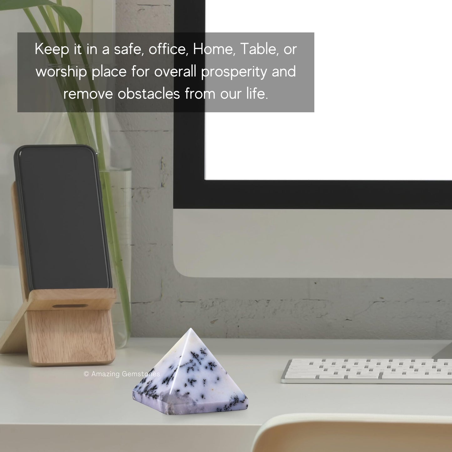 Amazing Gemstone Dendrite Opal Pyramid Crystal Healing Stones - 1.5" Great Pyramid Figurine of Natural Stone Pyramid for Meditation, Reiki, Chakra Balancing and Crystal Pyramids Grid