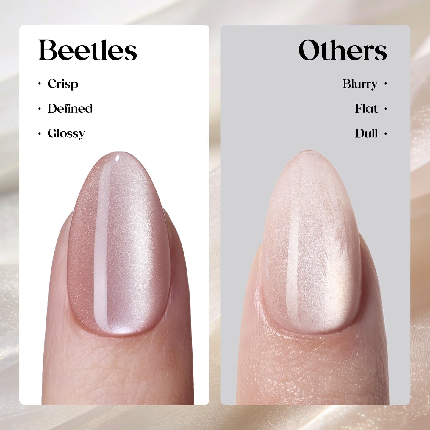 Beetles Cat Eye Press on Nails, Motion Glow Short Almond Nail Tips Set, Full Cover Fake Nail Tips Soft Nail Gel Extensions for Nail Art, 160PCS 16 Sizes, Salon Quality Look DIY Manicure Luster Glow