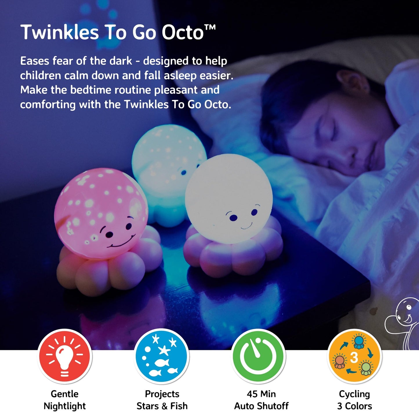 Cloud b Travel Comforting Nightlight Projector | Gentle Brightness | 3 Colors with Color Rotation Option | Auto-Shutoff | Octo Baby Pink