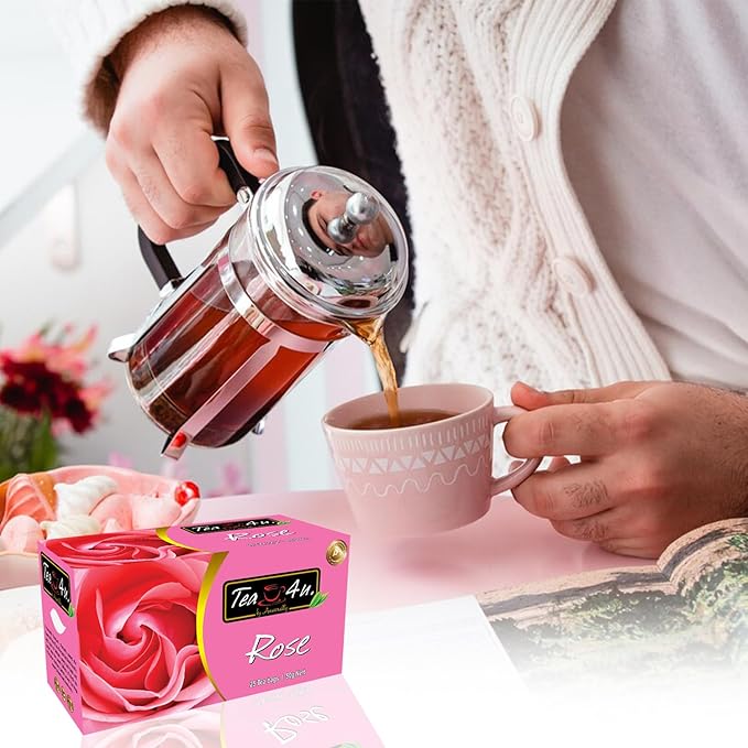 Tea4U Flavored Black Ceylon TeaBags (Rose) - Ideal Quality from Sri Lanka's Finest Leaves and Expertly Blended - 25 Count