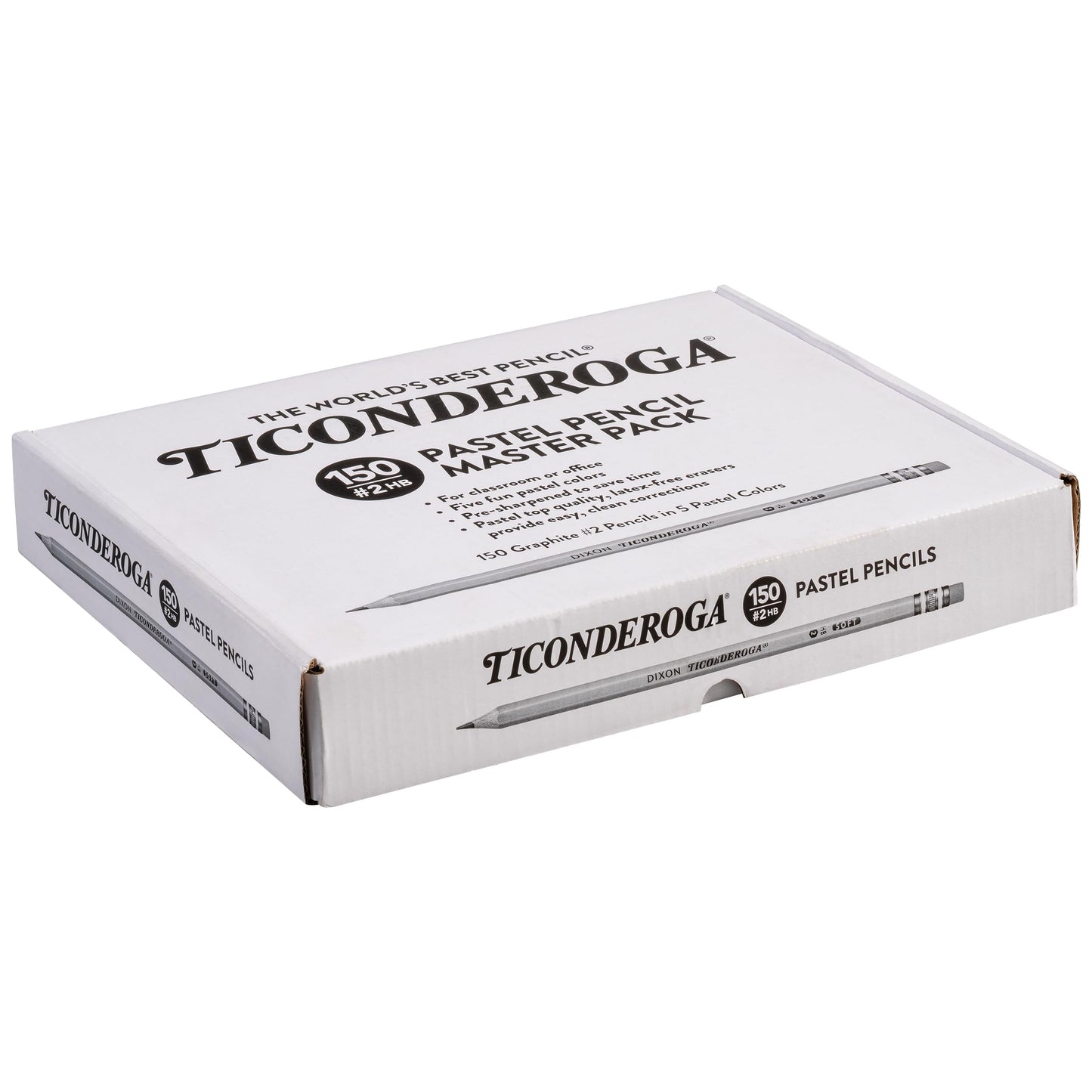 Ticonderoga Wood-Cased Pencils, Pre-Sharpened, 2 HB Soft, Pastel Colors, 150 Count