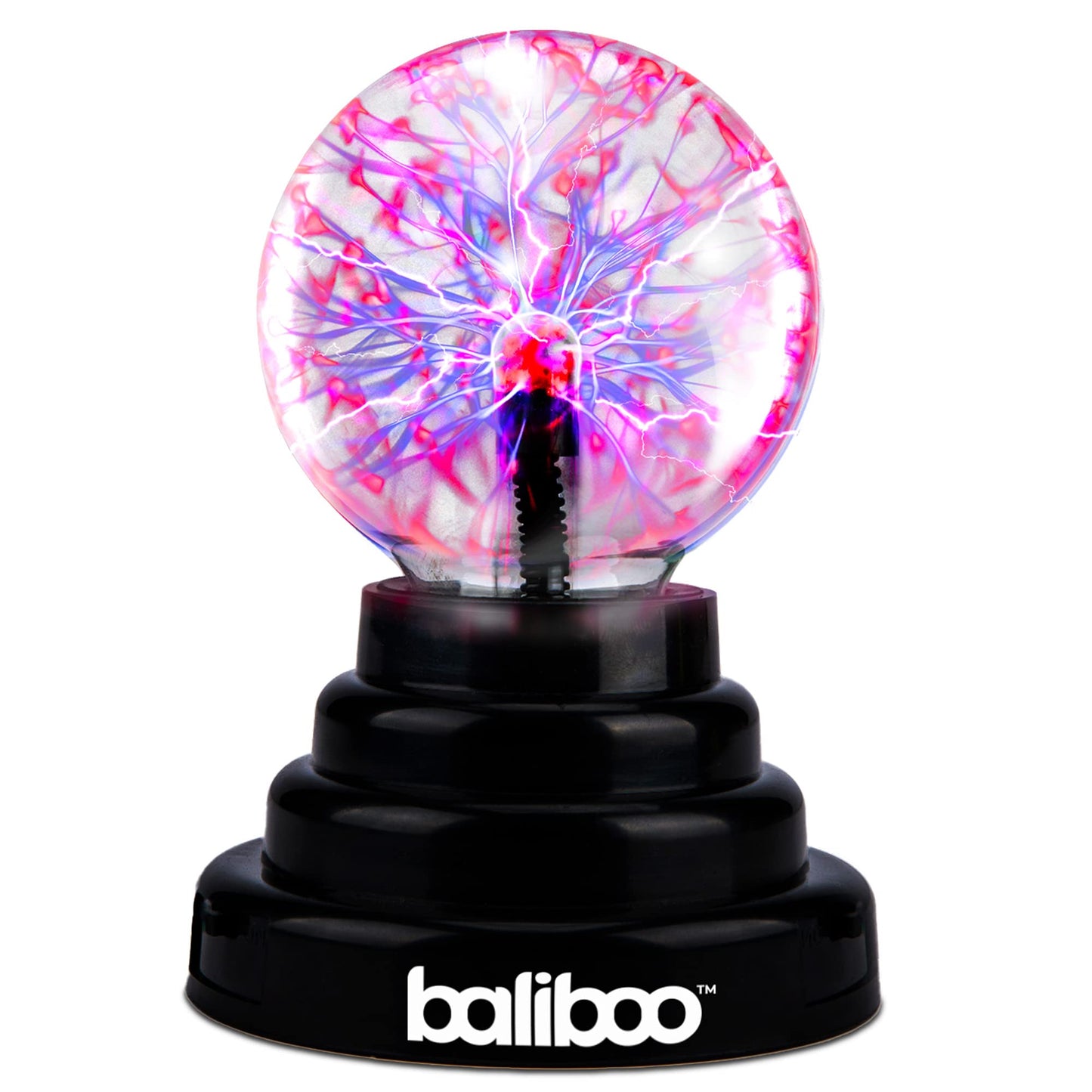 BALIBOO 3" Mini Plasma Ball Light – Touch Activated Lightning Globe – USB and Battery Powered Plasma Globe Lamp – Interactive Science Static Electricity Ball
