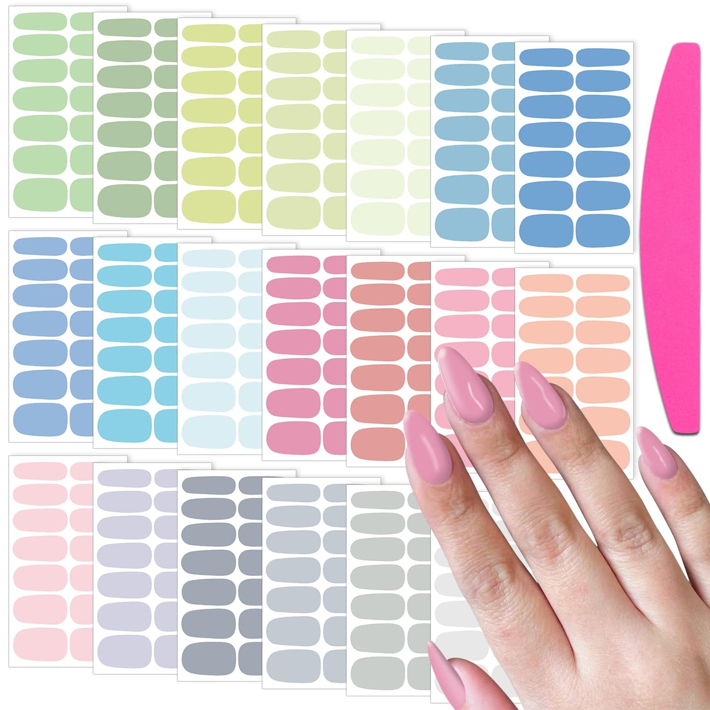 SILPECWEE Nail Stickers Full Nail Wraps (20 Sheets, Light Color), Self Adhesive Nail Polish Strips, Gel Strips Manicure Design, Fingernail Sticker Nails for Women with File