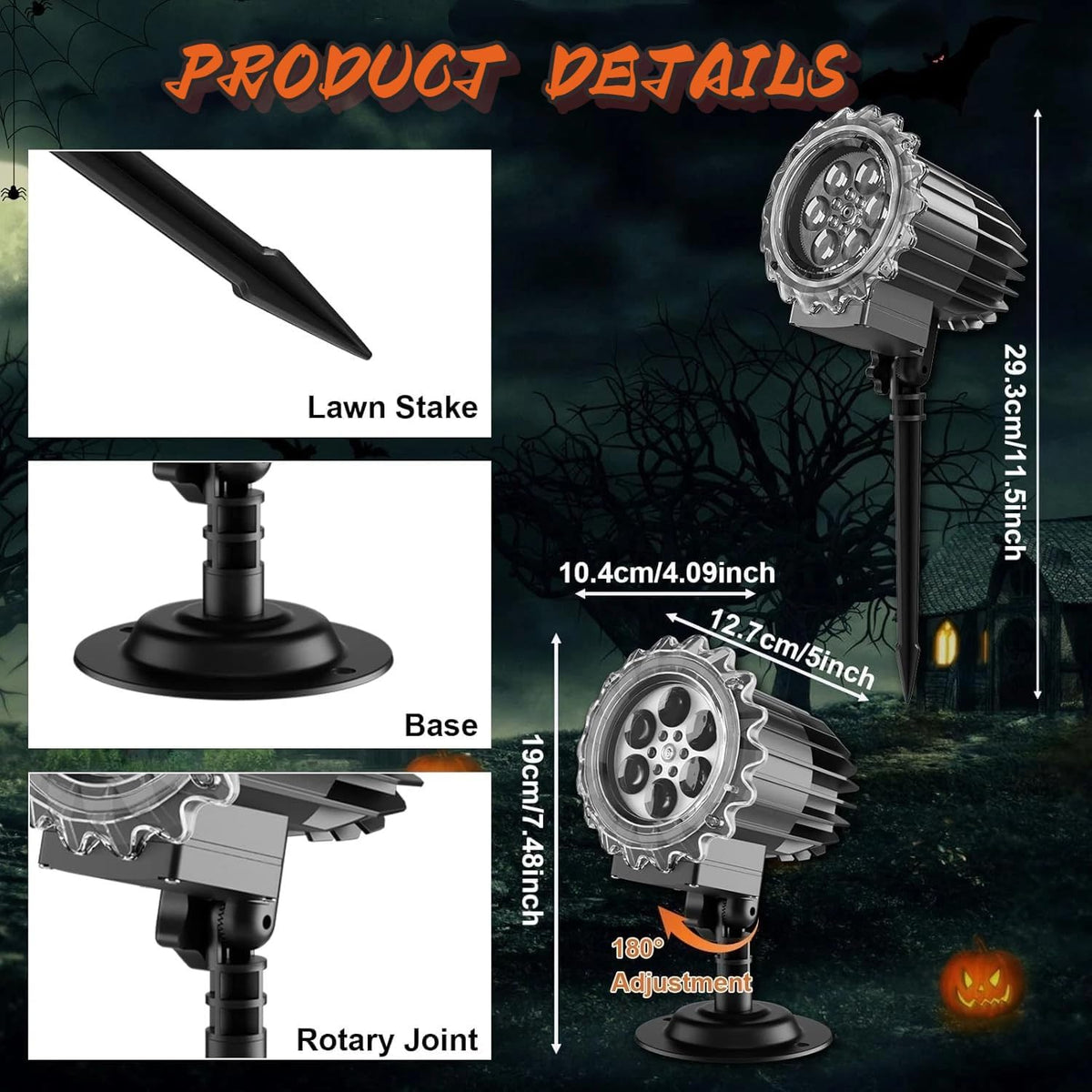 Halloween Projector Lights Outdoor,2025 Upgraded 3D HD Dynamic Skull Ghost Decorations Light,Waterproof Holiday Light,Terror Atmosphere Maker Night Light for Home Window Wall Halloween Decor