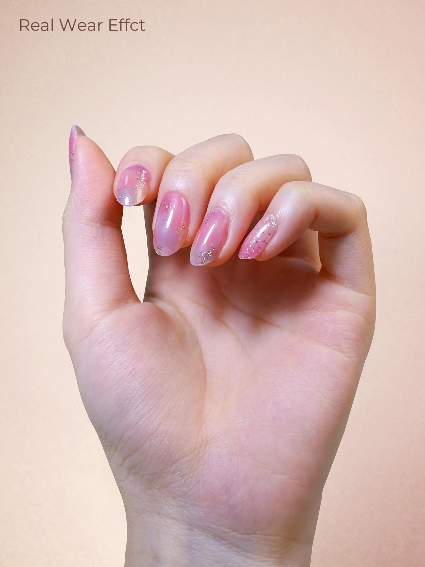 Beaolata Real Gel Nail Strips (No UV Light Needed) - 44Pcs Salon Quality Nail Stickers - Long Lasting Polish Wraps for Women, Easy Apply & Remove (Dusk Pink