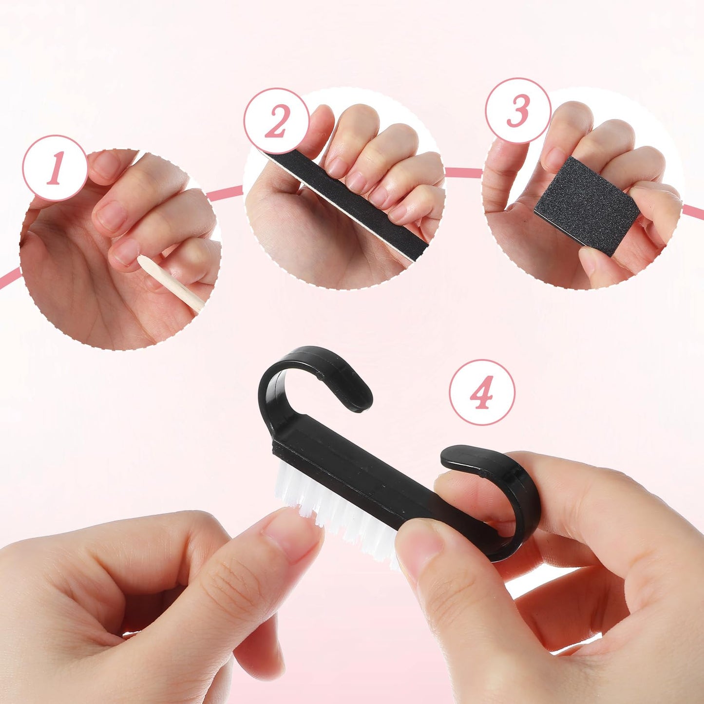 80 Sets Disposable Manicure Kit Basics 4 Piece Nail Kit for Travel,Handle Grip Brush,Mini Nail Buffer Nail File and Wood Stick for Gifts Salon Home Professional (Black)