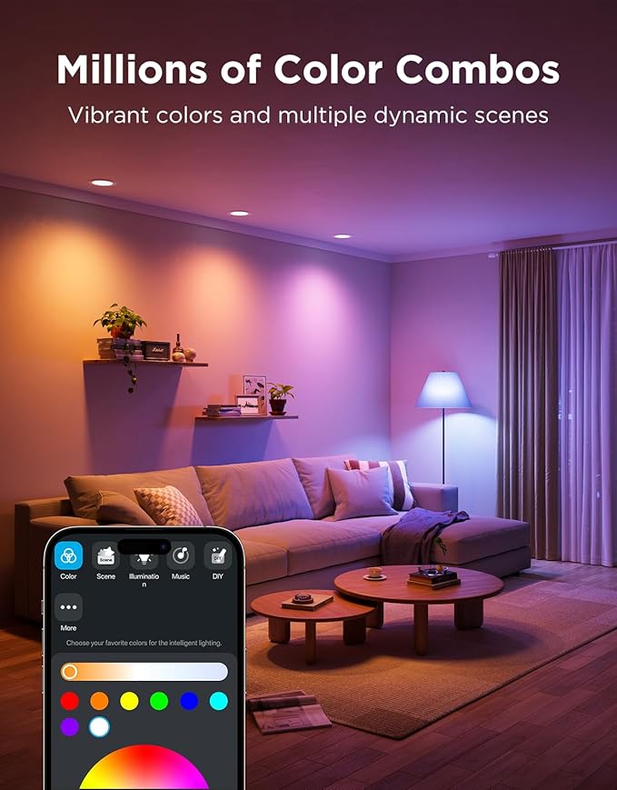 Govee BR30 Smart Light Bulbs, Works with Matter, Alexa and Google Assistant, LED Light Bulb, WiFi RGBWW Color Changing Flood Light Bulbs, Recessed Can Light Bulb, 2.4Ghz only, 850 Lumen, 4 Pack