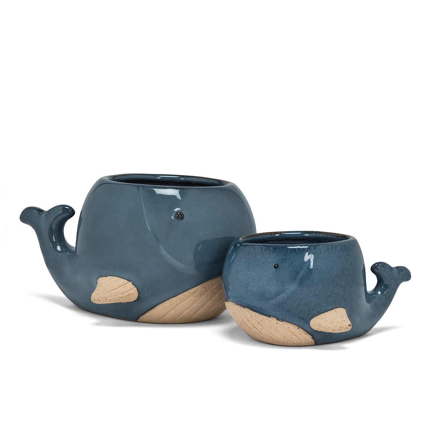 Abbott Collection Stoneware Whale Planter - Small (2" H)