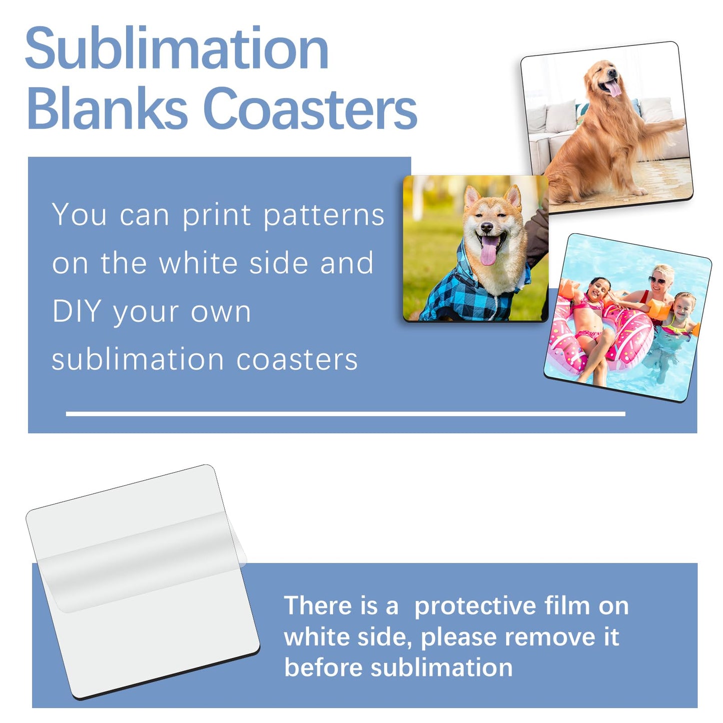 36 Pcs Sublimation Square Coaster Blanks Bulk with Cork Back MDF Heat Transfer Wood Cork Coasters Product Blank Iteam 3.86x3.86 Inch