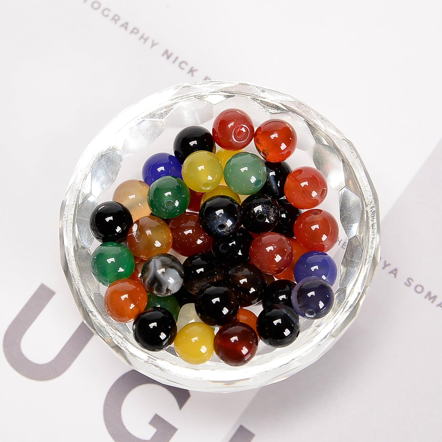 48Pcs 8mm Colorful Agate Natural Round Loose Real Stone Beads Gemstone Genuine for DIY Hand Made Craft Jewelry Bracelet Earring Necklace String Making Energy Healing Power