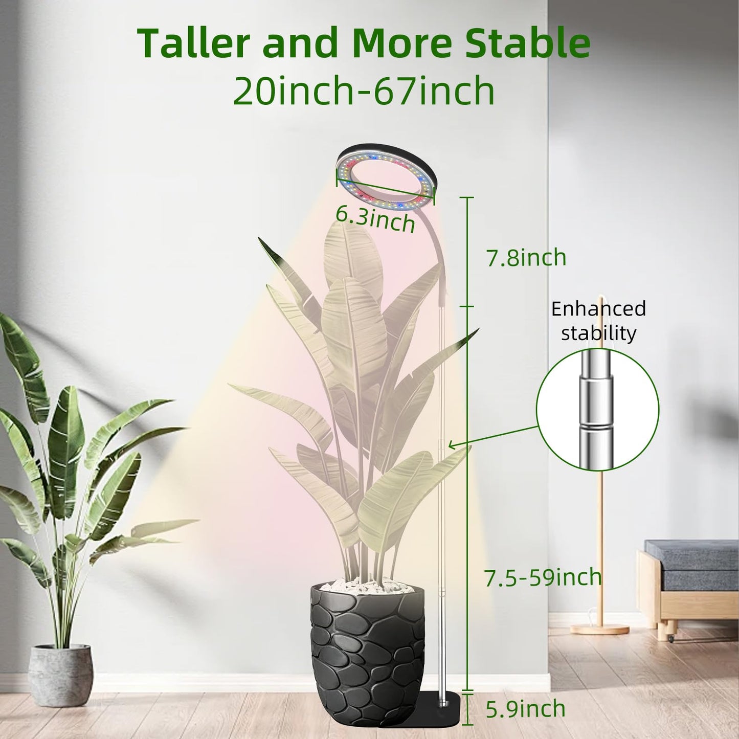 LCCYJYZY Full Spectrum LED Grow Light, 84 LEDs with 3 Color Modes, 67in Adjustable Gooseneck, 360° Rotating Head, Desktop Plant Light with Timer, 10 Brightness Levels, (Black)
