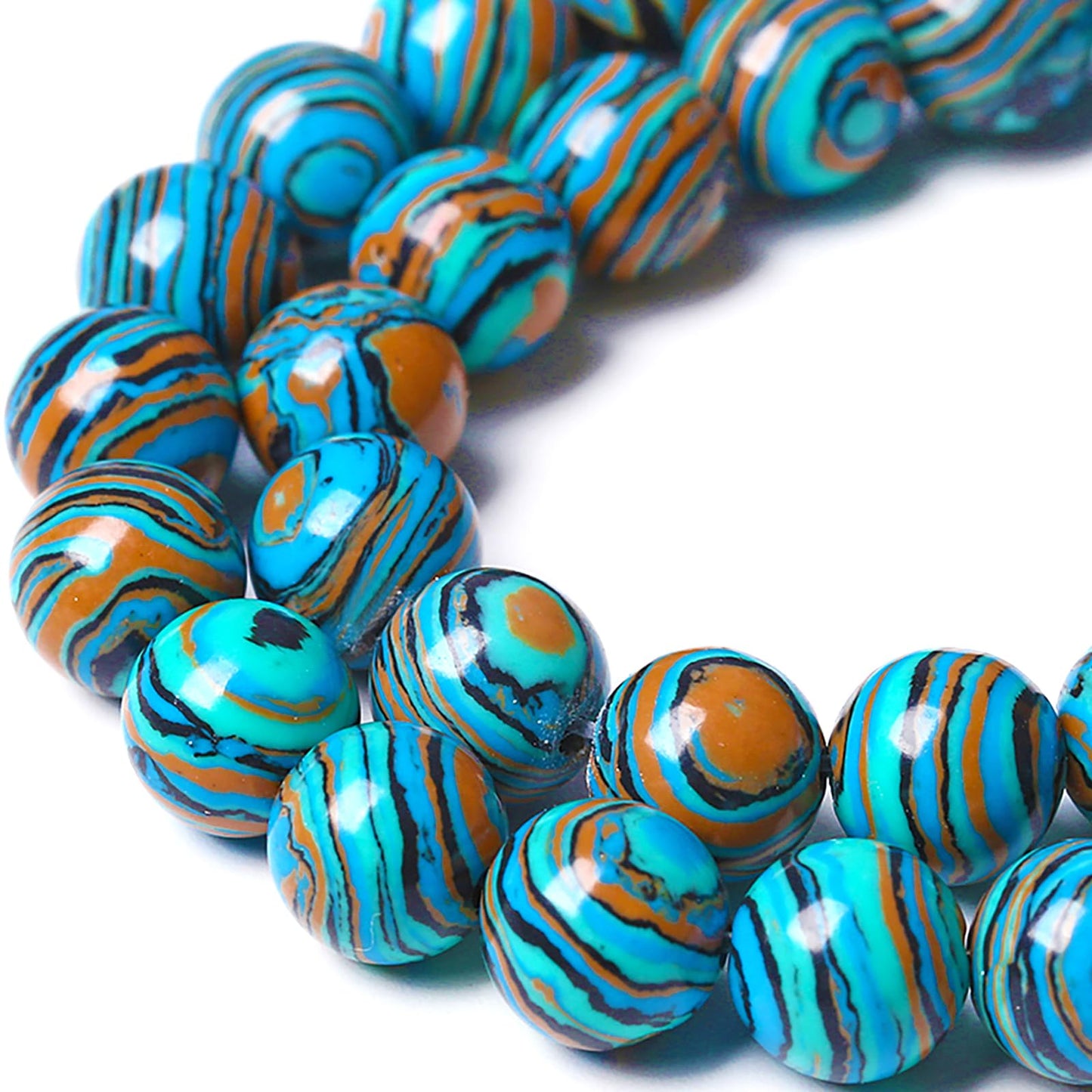 8MM Blue Malachite Beads Natural Stone Energy Healing Beads Round Loose Beads for Jewelry Making Bracelet 90pcs 2 Strands 32"