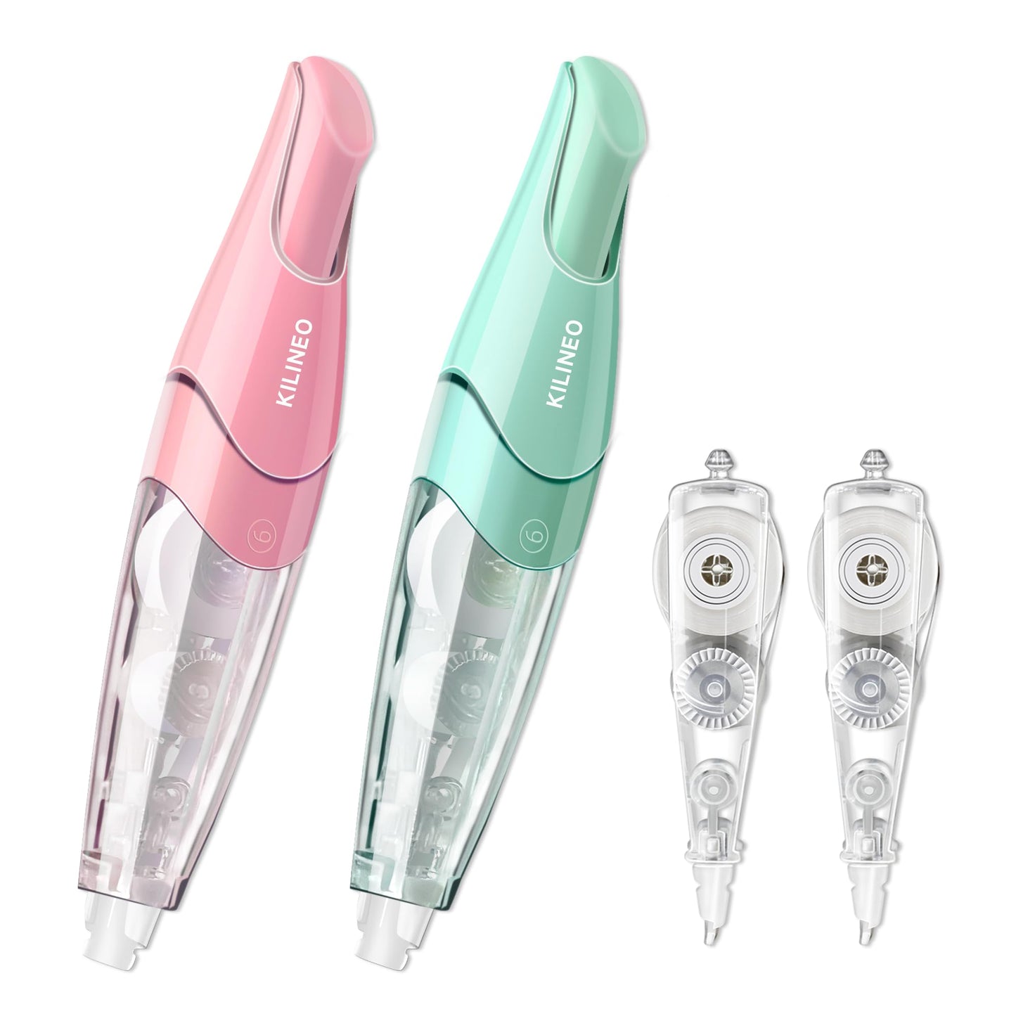 KILINEO Refillable Retractable White Correction Tape, Pen Shaped White Smooth Pull Out Japanese Aesthetic Cute Correction Tape for Office Supplies, 4 PCS (ZH-67)