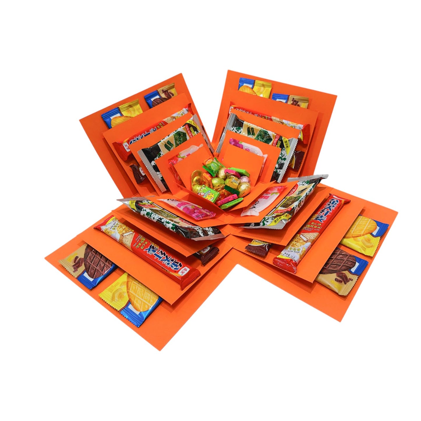 LOOMROOT Gift Box for Holidays, 5 Layer Surprise Picture Box Opens Up, Multi Layer DIY Photos Gift for Birthdays (TANGRINE)