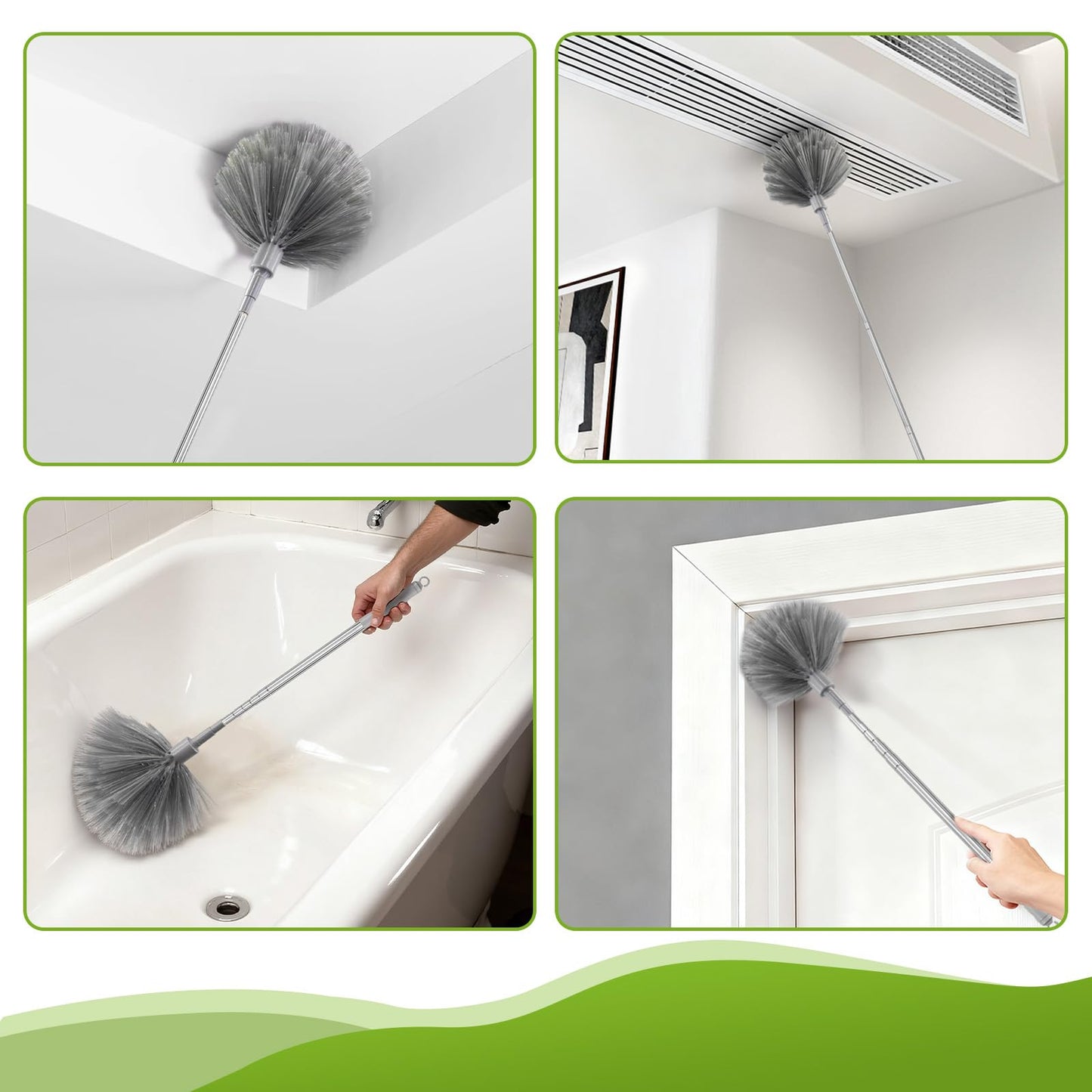 MimAuto 100-inch Duster with Extension Pole, 9-in-1 Cobweb Duster Kit Includes Spider Web Brush & Flat Gap Cleaner for High Ceiling, Fan, Under Appliances, Car, Home Deep Cleaning