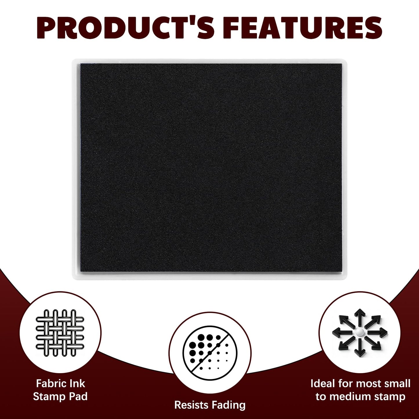 LemonSecret 2 Pack Black Permanent Fabric Ink Stamp Pad 4.7 x 4 Inch Washable Crisp Black Ink Pad for Fabric Crafts, Labels Gifts Works with Rubber Stamps