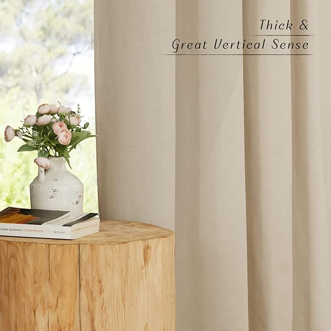 NICETOWN Angora Linen Doorway Curtains 80 inches Long, Grommet Thick Linen Weave Semi Sheer Window Treatments Privacy Assured with Light Filtering for Bedroom/Side Door, W34 x L80