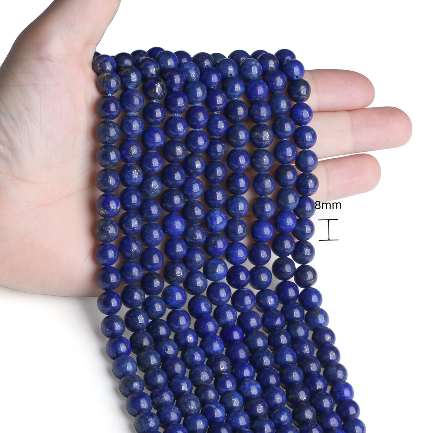 NUKAYAI Lapis Lazuli Beads 100Pcs 8mm Blue Beads Loose DIY Round Stone Bead for Bracelet Necklace Earrings Making
