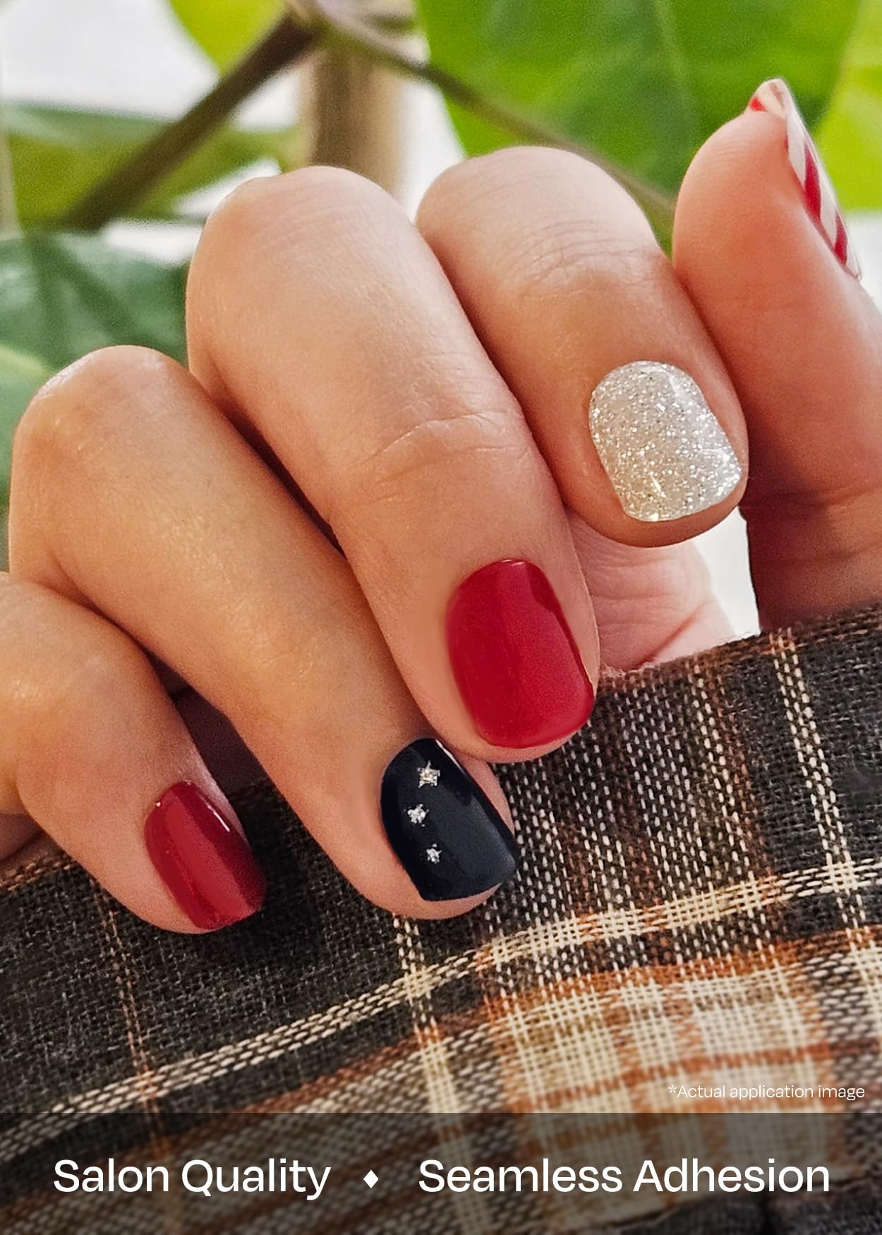 ohora Semi Cured Gel Nail Strips (N State Twilight) - Works with Any Nail Lamps, Salon-Quality, Long Lasting, Easy to Apply & Remove - Includes 2 Prep Pads, Nail File & Wooden Stick