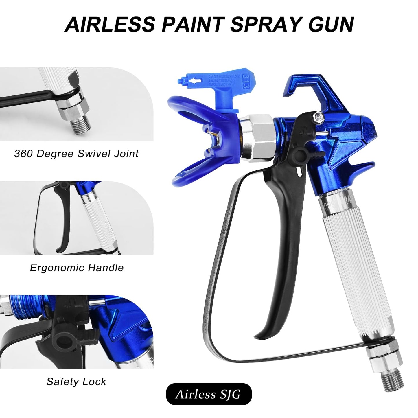 3600 PSI High Airless Paint Sprayer Gun, with 1 Tip Guard 5 Spray Tips and 5 Airless Paint Spray Gun Filter (211,313,415,517,623)