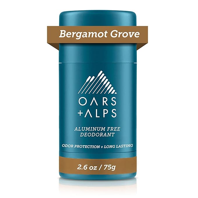 Oars + Alps Aluminum Free Deodorant for Men and Women, Dermatologist Tested and Made with Clean Ingredients, Travel Size, Bergamot Grove, 1 Pack, 2.6 Oz