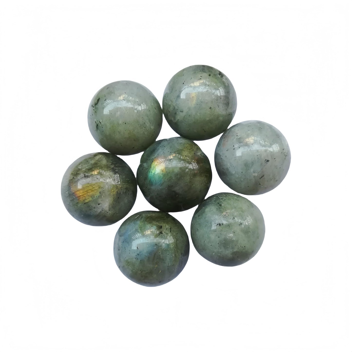 Sunshcat Natural Moonstone 0.78 Inchs Crystals and Healing Stone Ball Set,Home Desktop Feng Shui Array Decoration(7 Pieces) ﻿