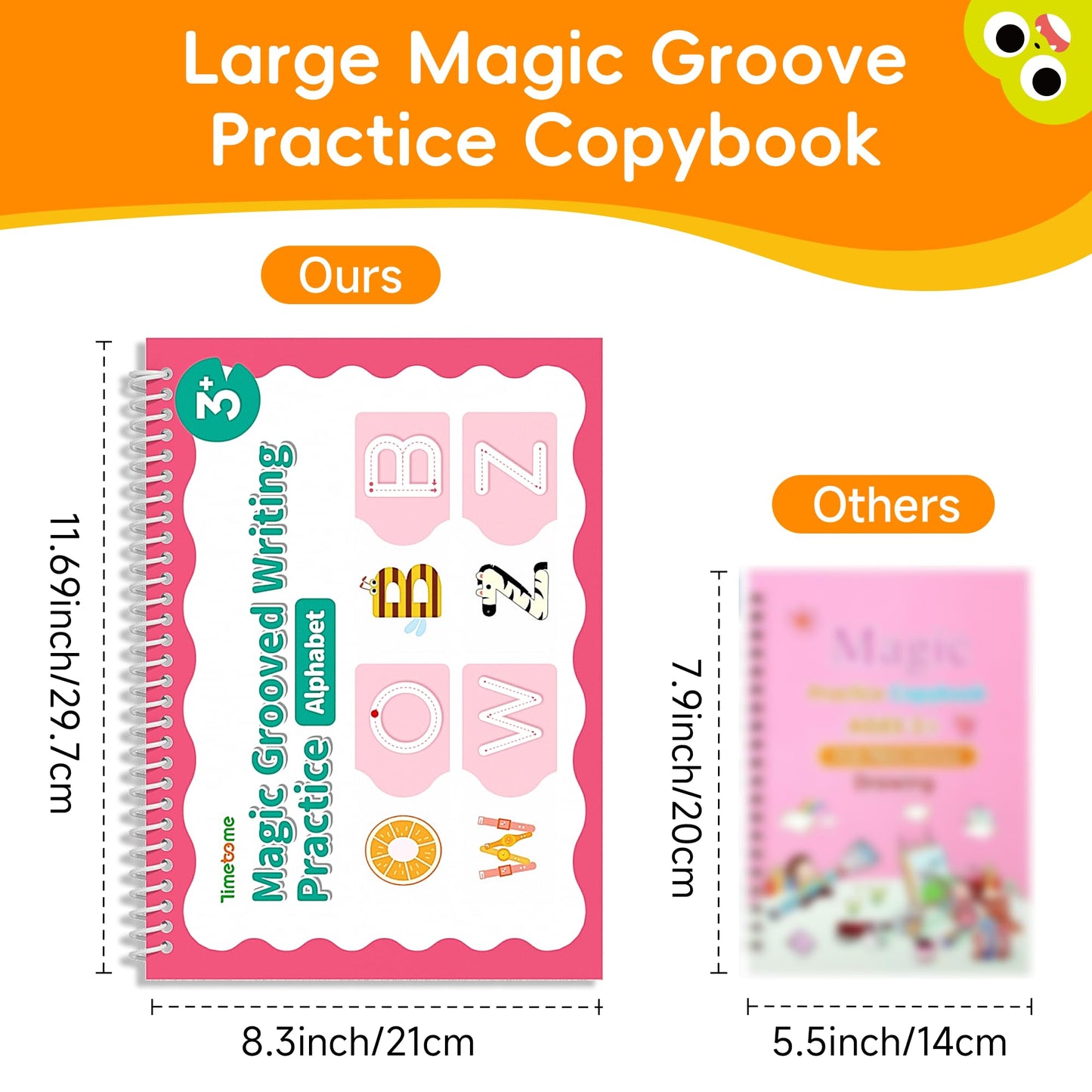 Timetome Large Magic Grooved Writing Practice for Kids 3-5, Grooved Writing Books Ages 6-8, Magic Book Handwriting Practice for Kids 5-7, Preschool Workbook Tracing Books for Boys & Girls