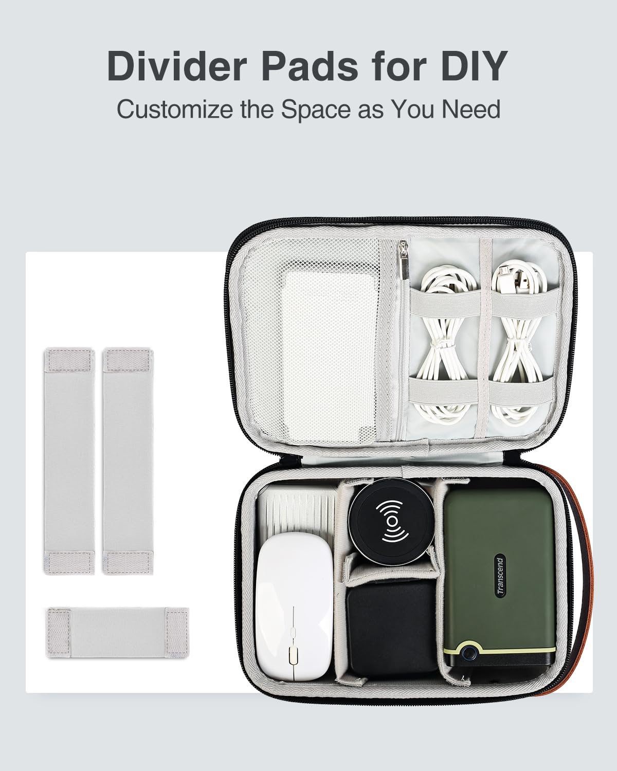 Luxtude Electronics Organizer Travel Case, Portable Tech Bag for Working/Travelling, Sturdy Hard Shell Zipper Cases for Charger/Mouse/Hard Drive, Case Only