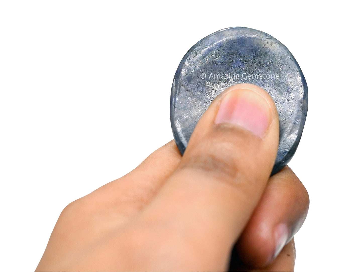 Amazing Gemstone Iolite Worry Stone, Healing Crystals - Piedra Crystal Fidget for Gift, Meditation, Calming, Relaxation, Stress Relief