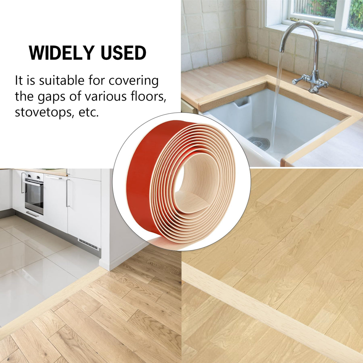 3.3Ft Floor Transition Strip Self Adhesive Vinyl Cover Floor Strip Flat Divider Transition Strip Wood Grain Design for Laminate Floor Gaps and Doorway Transitions