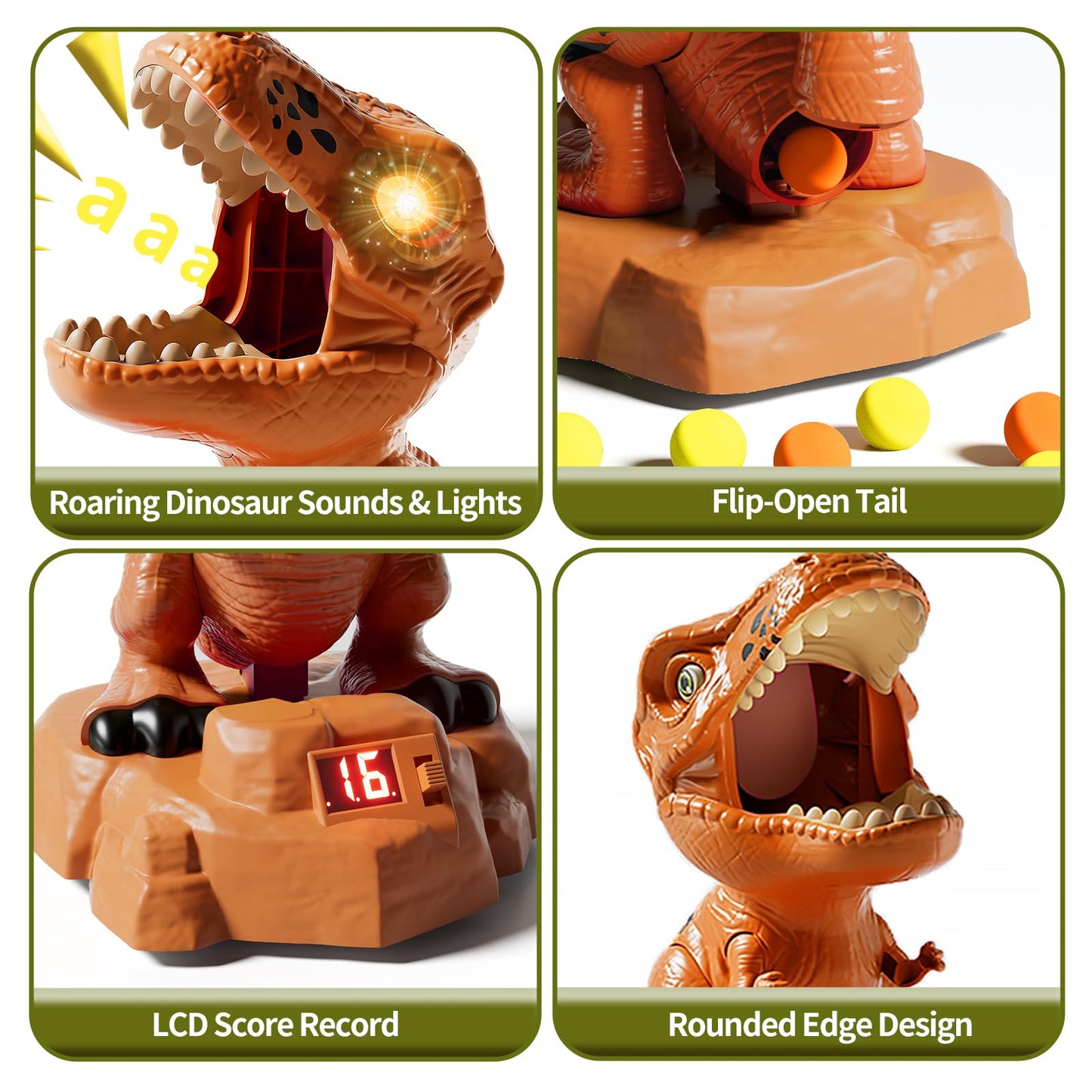 Siwuoke Dinosaur Shooting Game with Auto-Moving Target, 2 Air Blasters & 50 Foam Balls, Interactive Toy for Kids, Gift for Boys & Girls Ages 3 4 5 6 7 8 Years Old