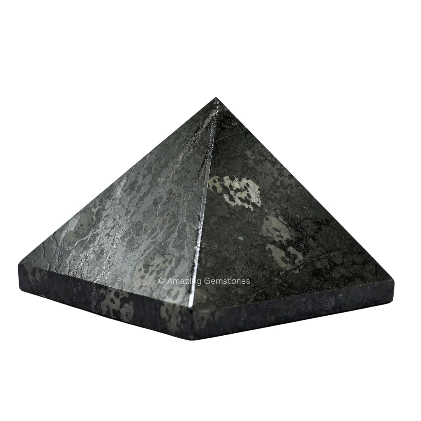 Amazing Gemstone Nuummite Pyramid Crystal Healing Stones - 2" Great Pyramid Figurine of Natural Stone Pyramid for Meditation, Reiki, Chakra Balancing and Crystal Pyramids Grid