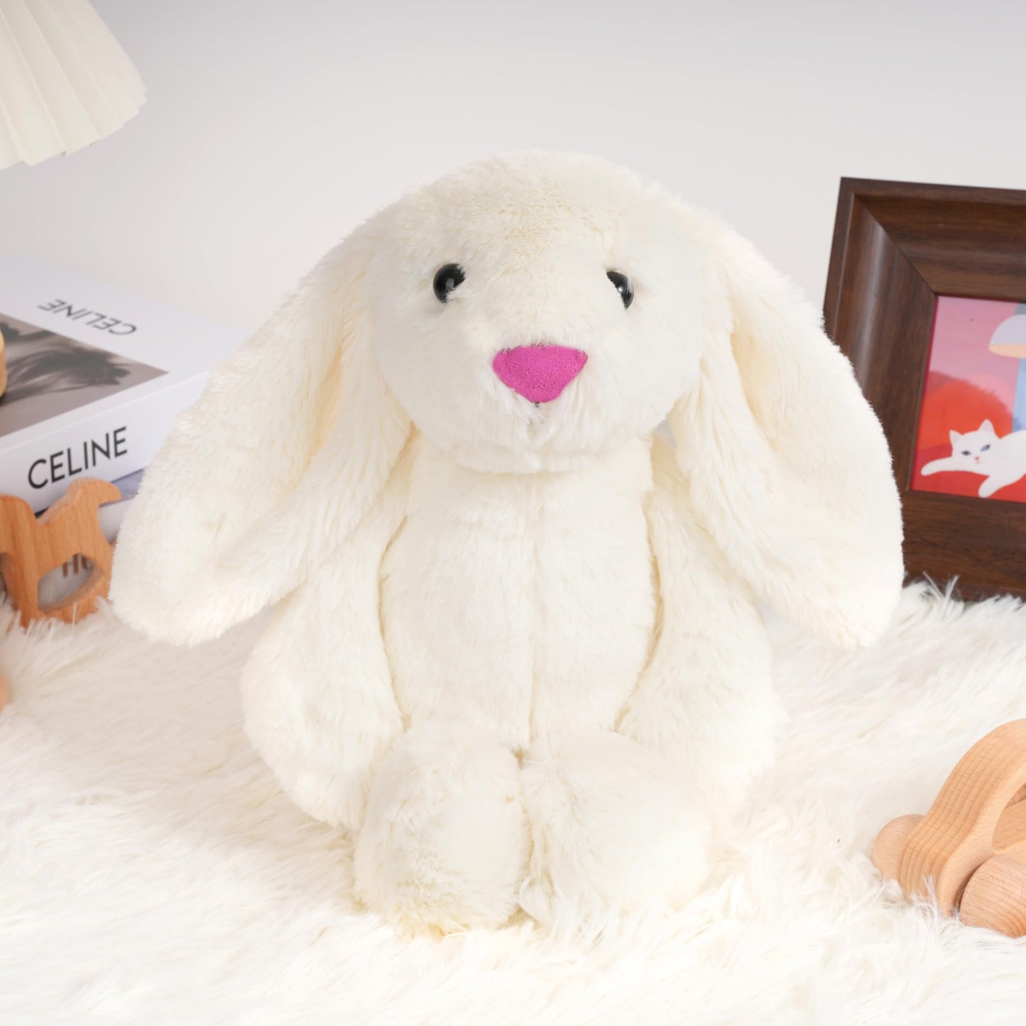 shiguangji Bunny Stuffed Animal Plush Toy 11.8 in, Soft Rabbit Plush for Babies and Toddlers, Cuddly Bunny Toy for Nursery Decor and Easter Gift (White)