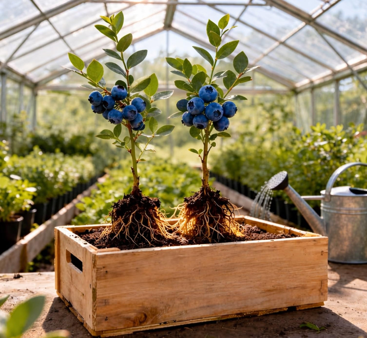 2 Blueray Blueberry Tree Seedlings Live Plant – Fruit Bearing Blueberry Bush Starter – Healthy Rooted Sapling for Outdoor Garden, Patio or Container Growing (2 Plants)