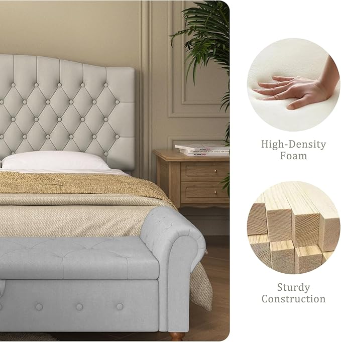 Velvet Upholstered Headboard Queen/Full Size Latest Model Wall Mount, Bed Frame Mount, Featuring High-Density Sponge Padding, Luxury Texture Easy Assembly Comfort and Style-Taupe