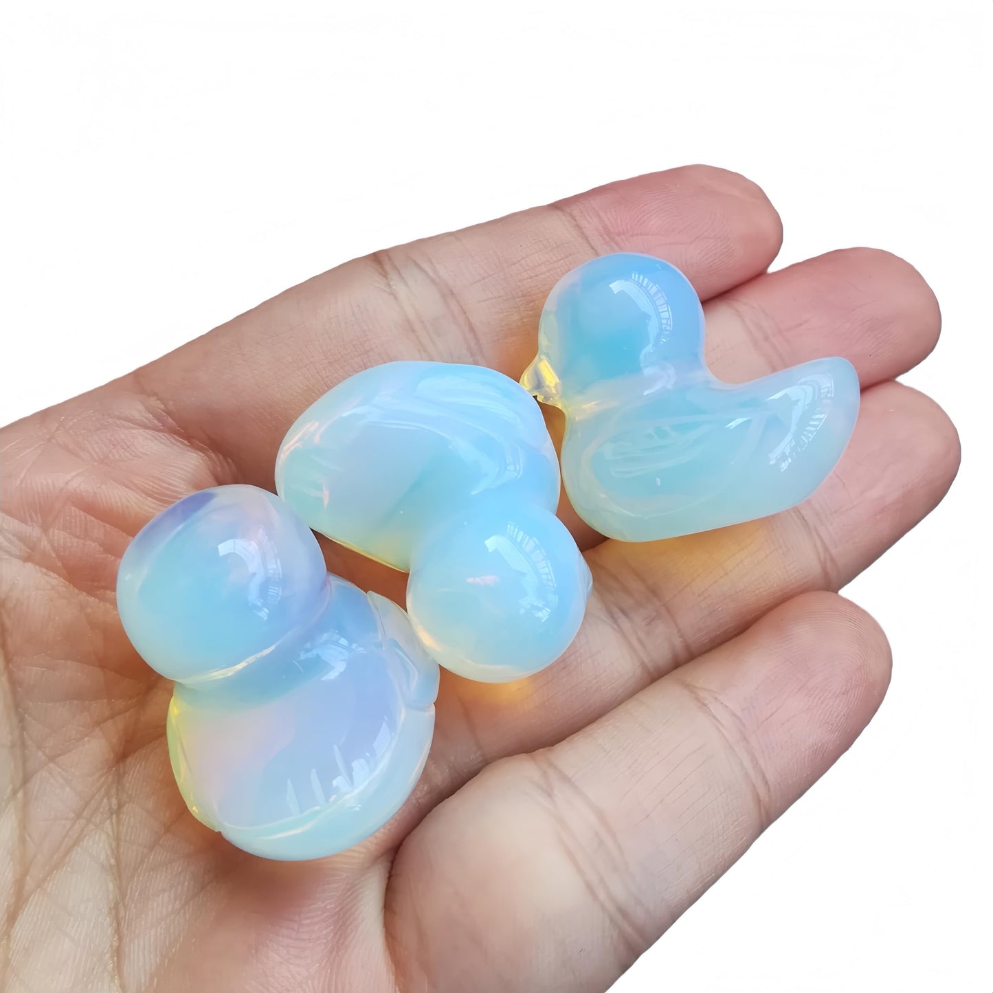 Bacatgem Synthetic Opalite Crystal Duck Carving Positive Energy Home Decoration Desk Decor,1.18 Inchs Crystal and Healing Stone Ornament