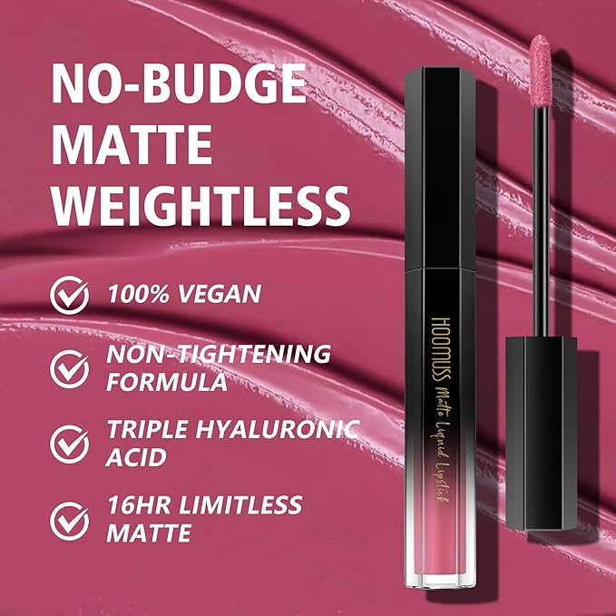 Pink Lipstick Long Lasting Matte Liquid Lipsticks for Women Non Transfer Smudgeproof Smooth and Easy to Appy Cruelty Free Lip Color, M65 Rose Pink