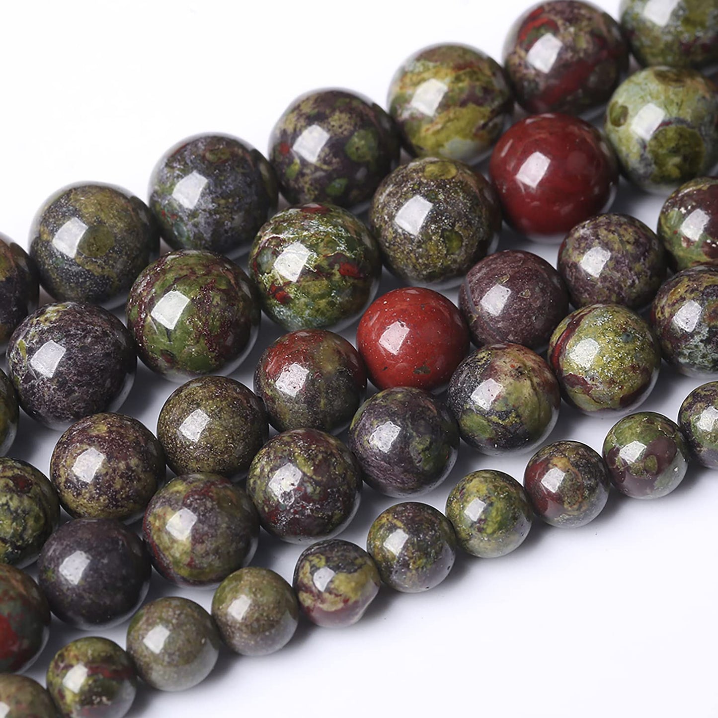 90PCS 8mm Natural Dragon Blood Jasper Beads Round Loose Energy Healing Stone Beads for Jewelry Making DIY Bracelet 32" 2 Strands