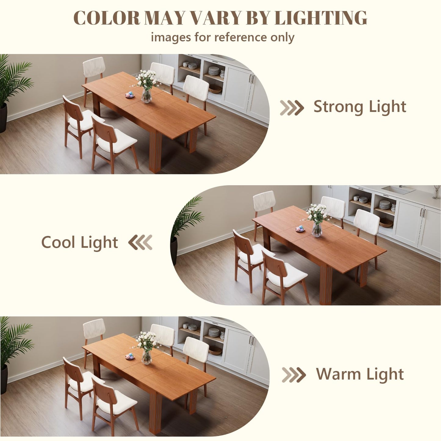Extendable Dining Table, 54-85 Inch Expandable Table for 4-10 People, Modern Rectangular Dining Table, Space-Saving for Kitchen & Dining Room