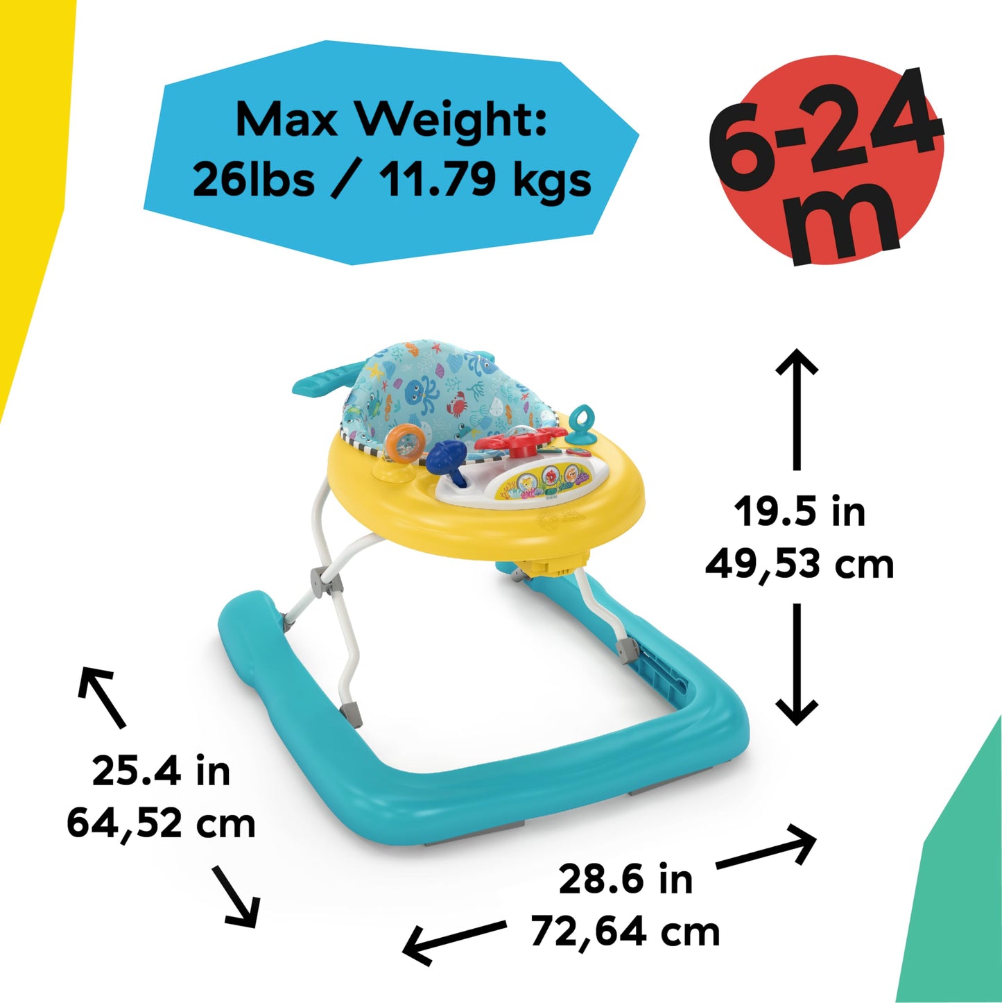 Baby Einstein Ocean Explorers Dive & Discover 3-in-1 Submarine Walker, with Removable Floor-Toy, Ages 6 Months and Up