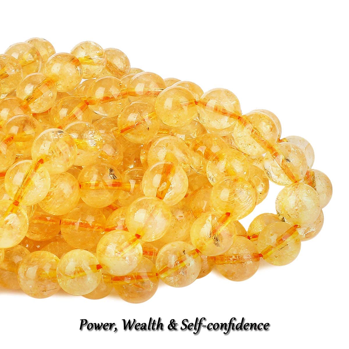 70PCS Natural 8MM Healing Gemstone, Citrine Energy Stone Round Loose Beads, Semi-Precious Crystal Beads with Free Elastic String for Jewelry Making DIY