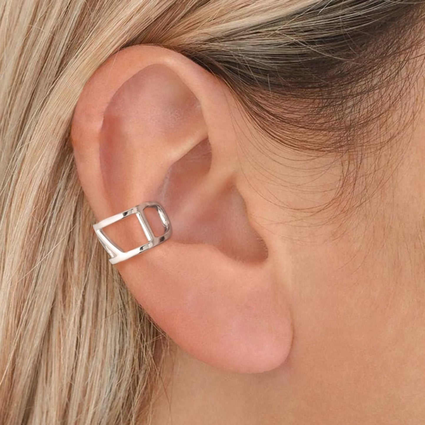 Ear Cuffs 925 Sterling Silver Geometric Shaped Ear Cuffs Set Fake Conch Wide Ear Cuff Earrings Non Piercing for Women Adjustable